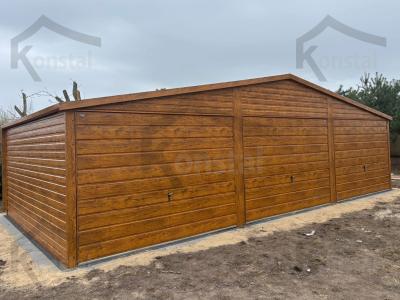 Garaż blaszany 9x5 dwuspad SUPERLINE-PLUS jasny orzech