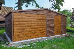 6x5 dwuspad SUPERLINE-PLUS +brama + drzwi + ciemny orzech